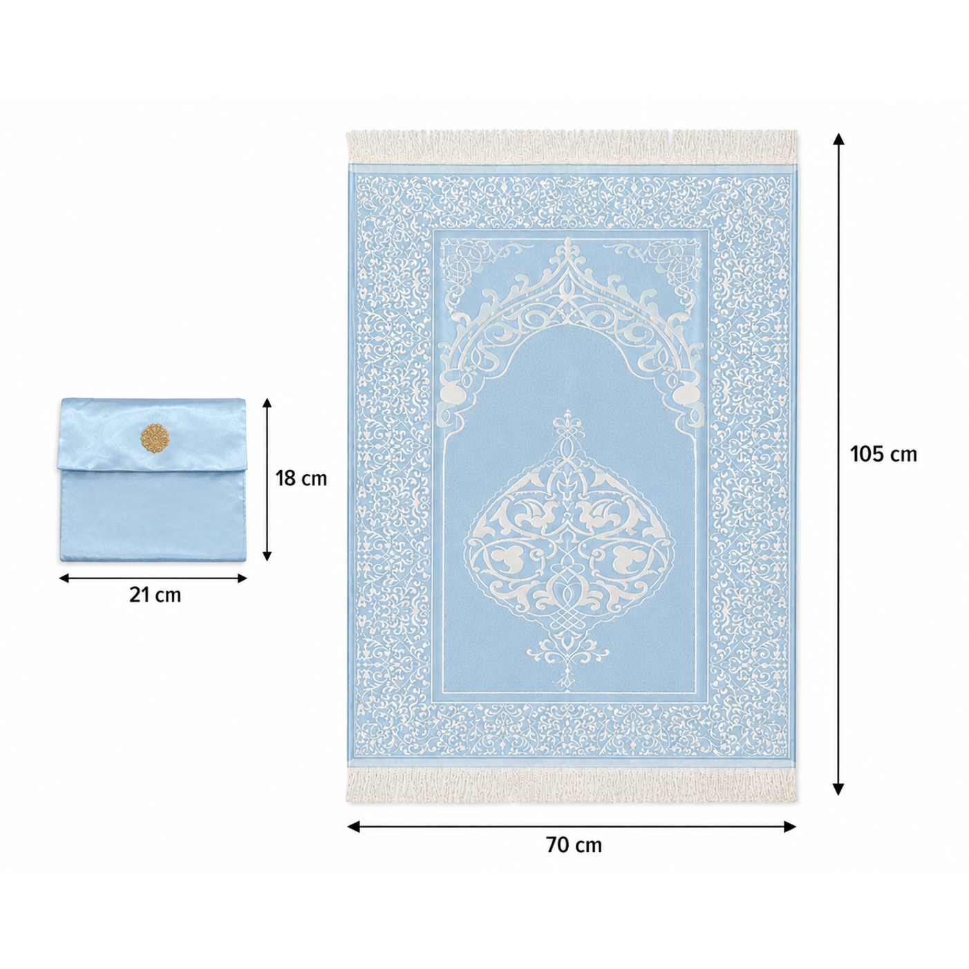 Luxe Gebedskleed Set met Opbergtas - Blauw