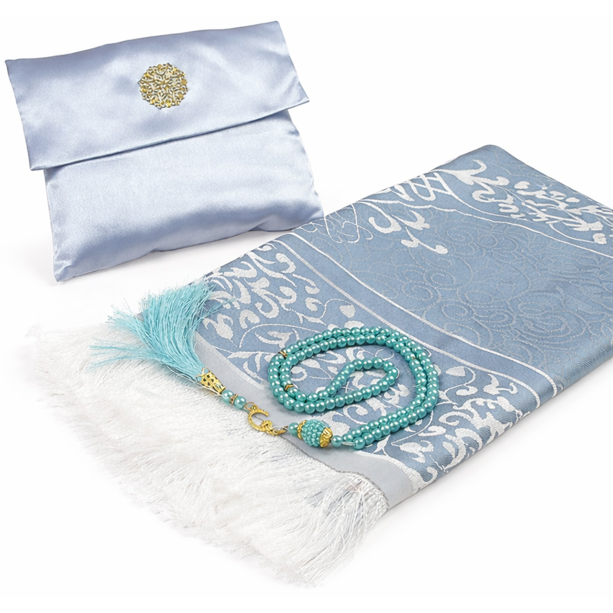 Luxe Gebedskleed Set met Opbergtas - Blauw
