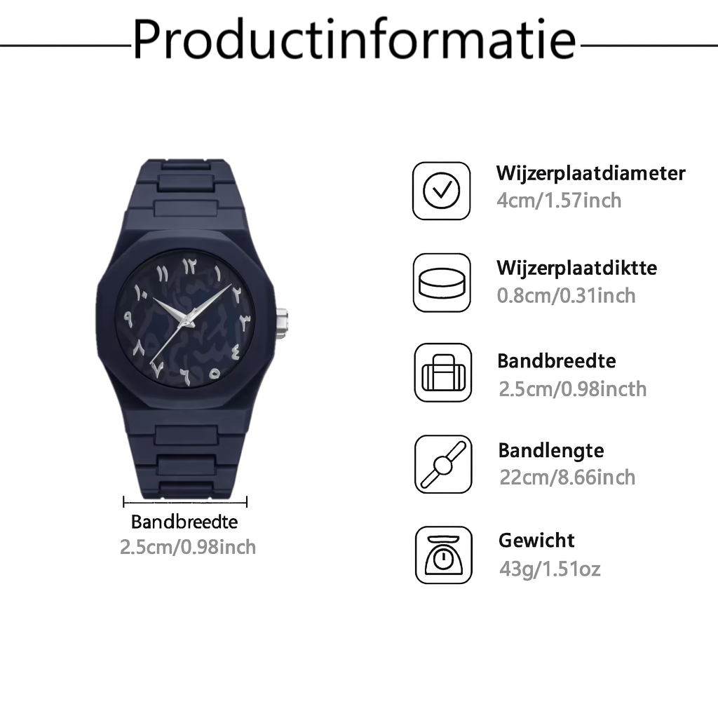 Luxe Horloge - Arabic Dial - Blauw