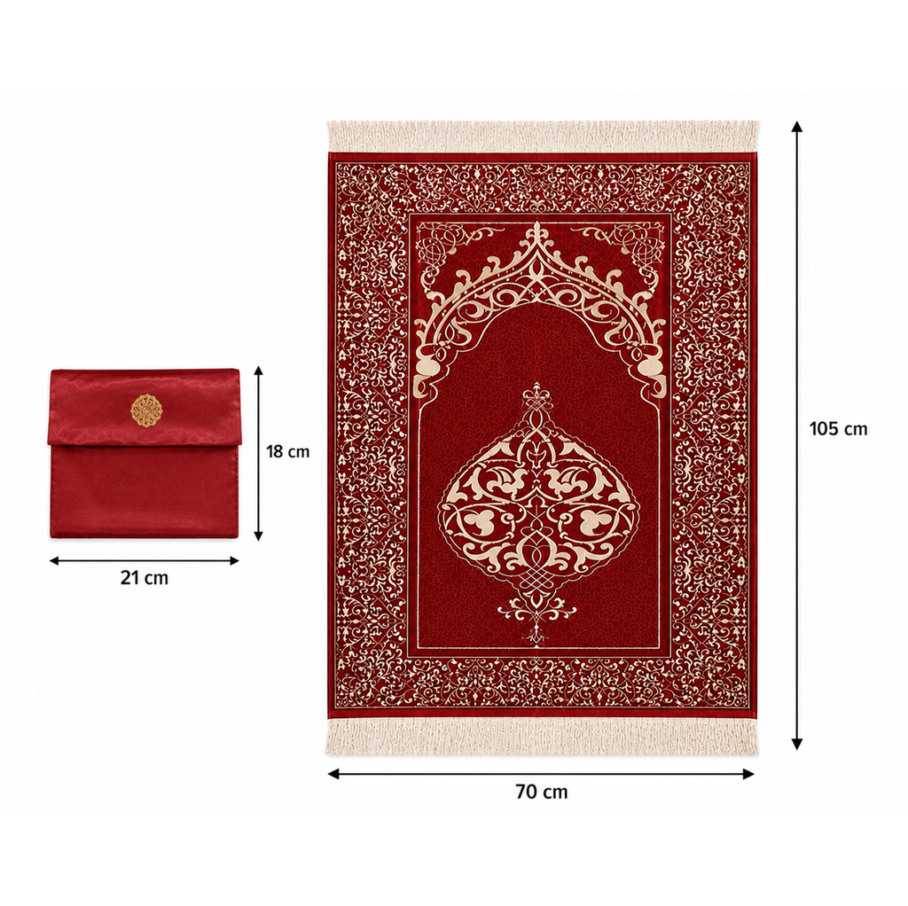 Luxe Gebedskleed Set met Opbergtas - Rood