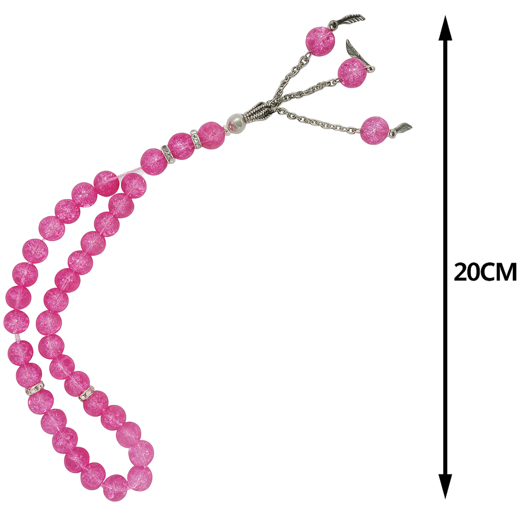 Luxe Kristal Tasbih - 33 Kralen - Roze