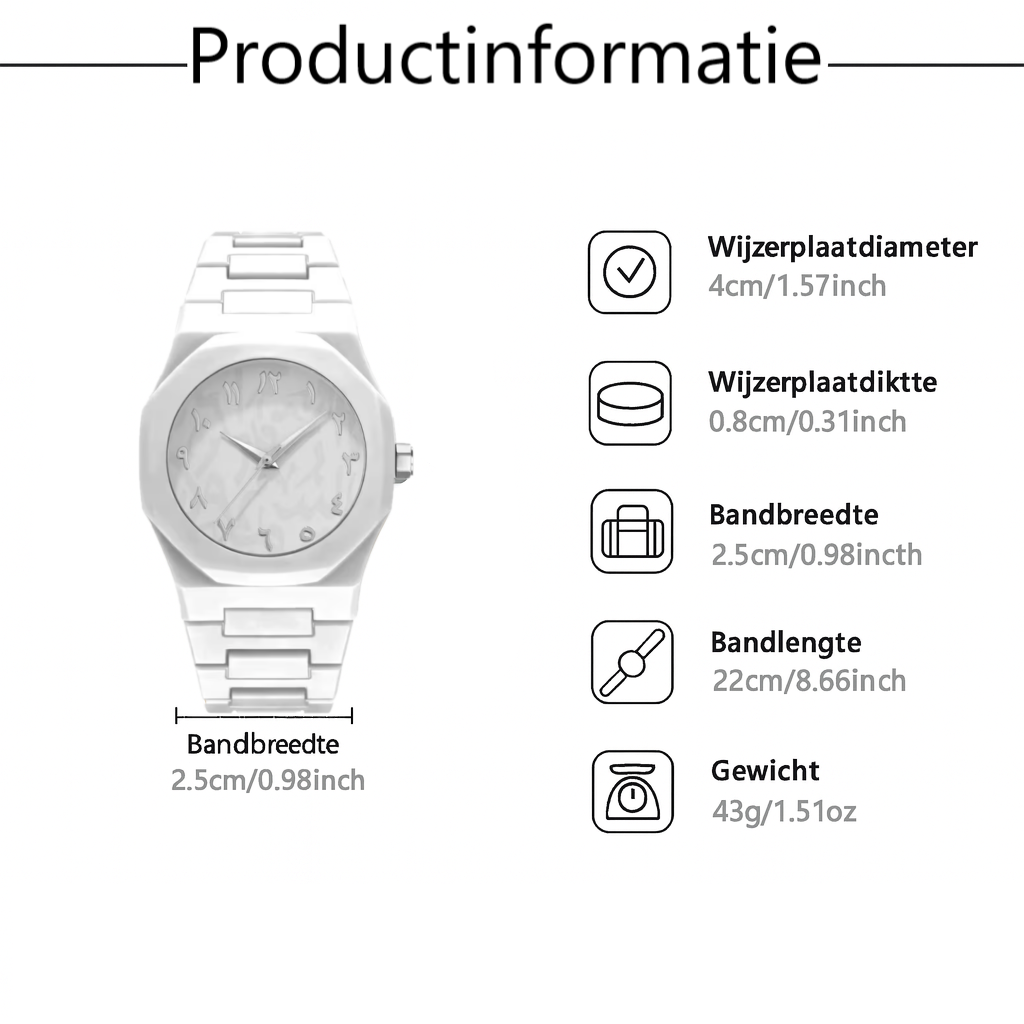 Luxe Horloge - Arabic Dial - Wit