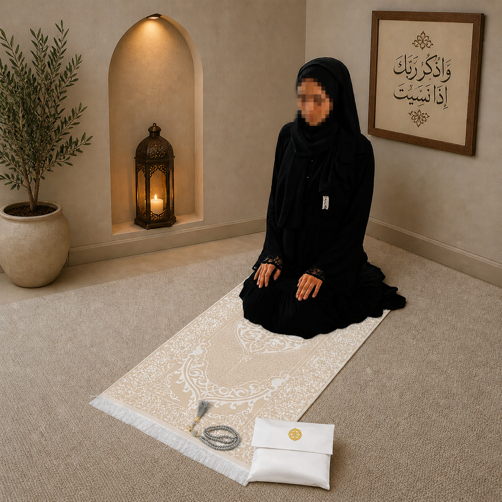 Luxe Gebedskleed Set met Opbergtas - Wit