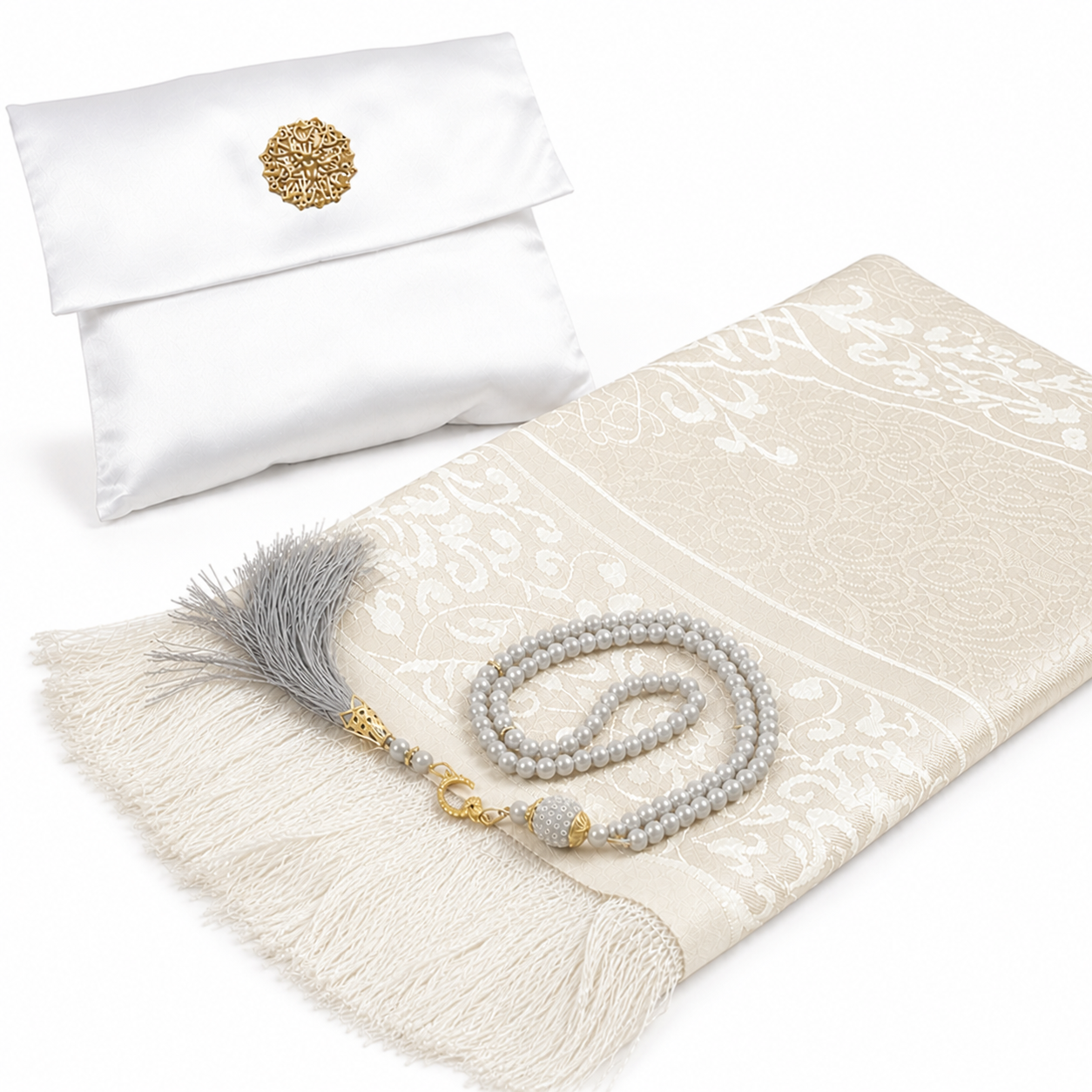 Luxe Gebedskleed Set met Opbergtas - Wit