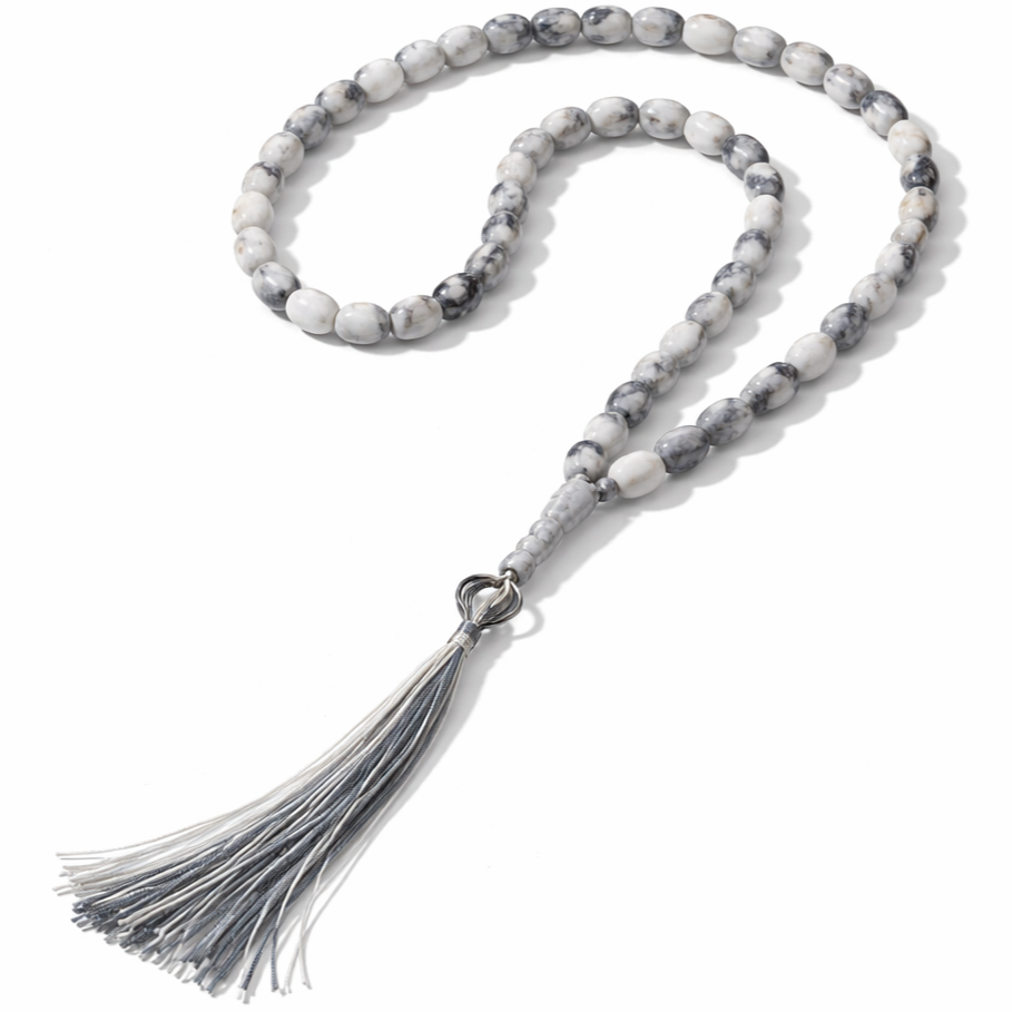 Tasbih - 33 Kralen - Wit/Grijs