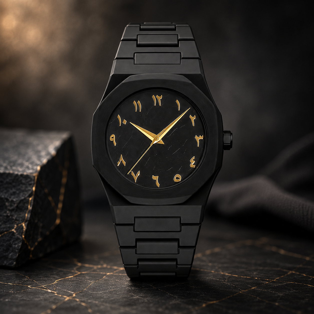 Luxe Horloge - Arabic Dial - Zwart/Goud